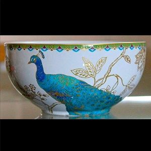 222 FIFTH PEACOCK GARDEN BOWL PORCELAIN NEW PEACOCK SOUP CEREAL